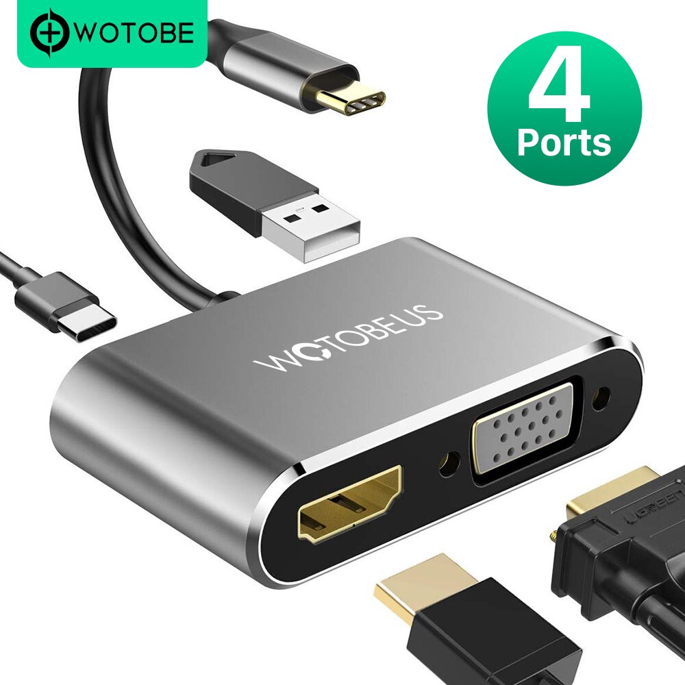 Type-C to 4K HDMI VGA USB-C Hub USB 3.1 PD Adapter for MacBook por air Lenovo Yoga Samsung S9 Huawei P20 Switch TV Projector