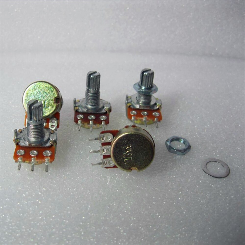 10pc WH148 B100K Adjust volume size Linear Potentiometer 15mm Shaft With Nut And Washers And 10pc aluminum knob