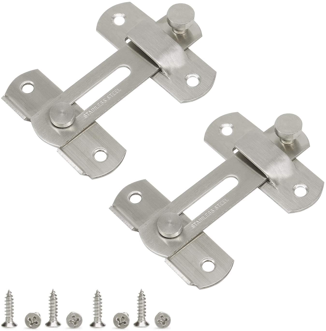 2 Sets Stainless Steel Barn Gate Latches Black Flip Latch Safety Pet Door Bolt Latch Cabinet Wine Lock Buckle Window Slide Lock