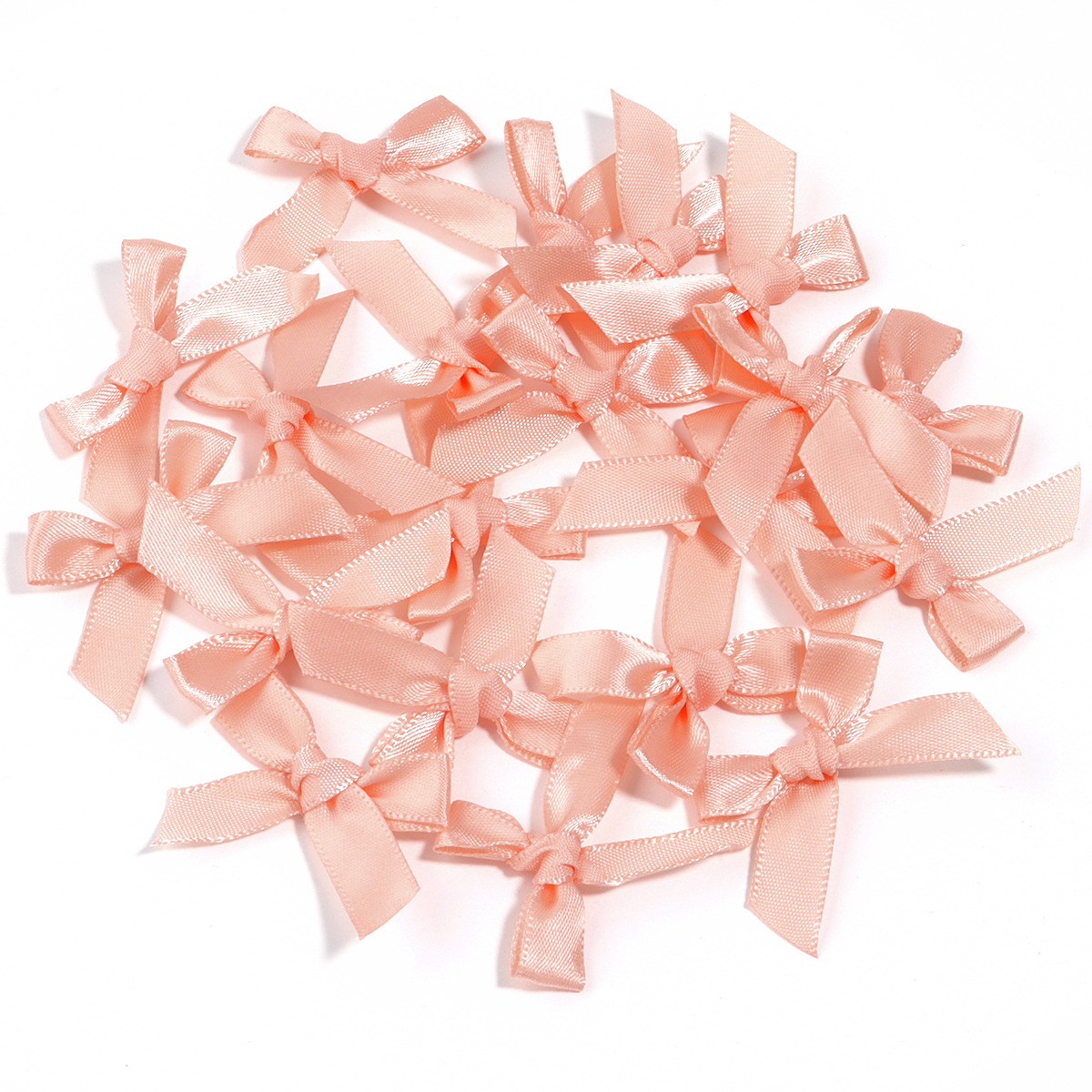Nœuds de ruban rose frais 4x3.5cm, 50 pièces/lot, petite taille, nœud de ruban en Satin, décoration artisanale de fleurs, travail manuel, décoration de fête DIY