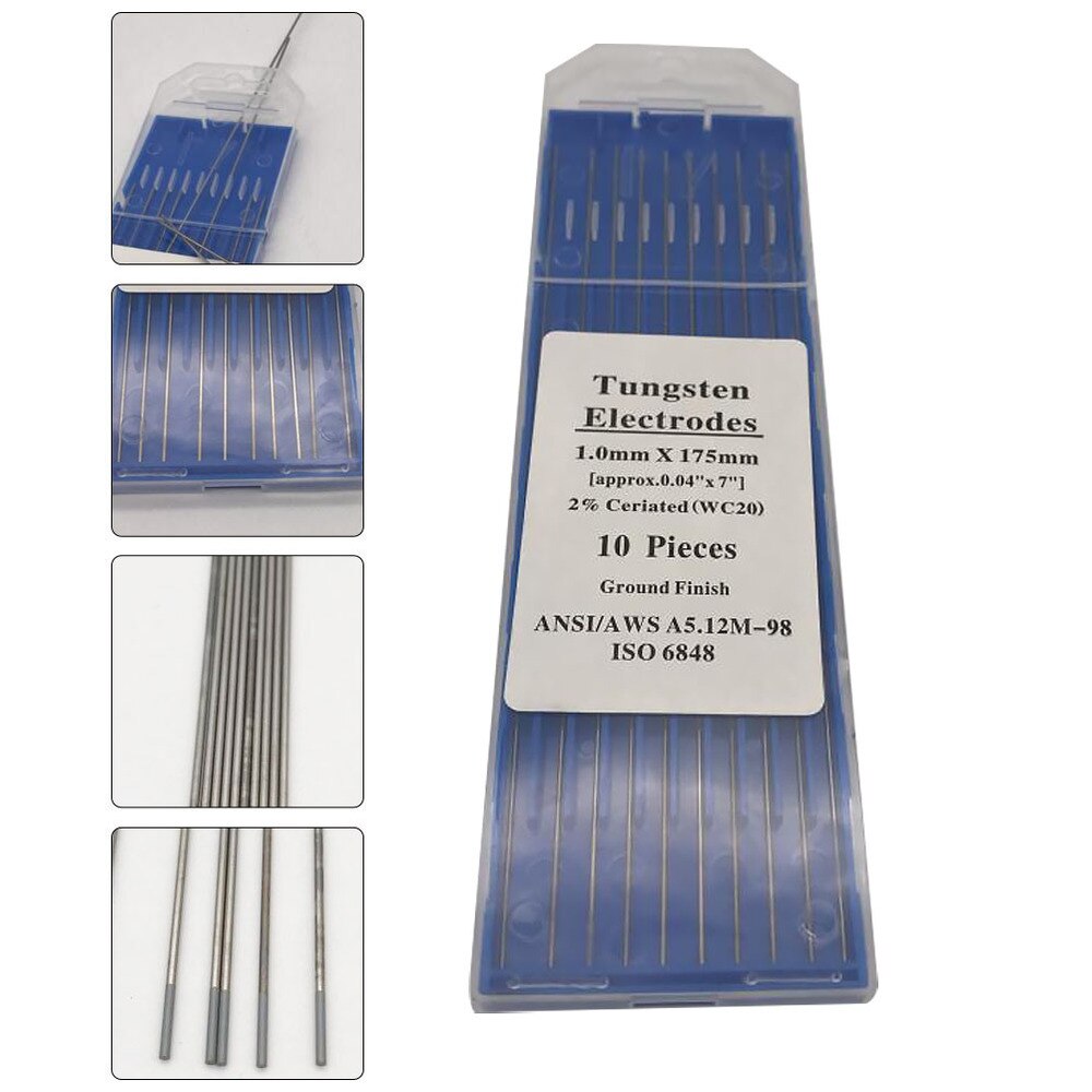 1 Pack Tungsten Electrodes Ceriated Ground Finish Welding Rods Welding Electrode for Arc Welding TIG: Silver 1