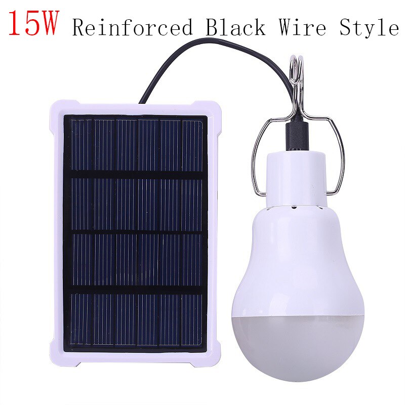 Draagbare Outdoor Camping Led Light Solar Of Usb Charge Energie Lamp Shatter-Proof Met Haak Tent Lamp Householdcharging Lamp: B 15W  Black Wire
