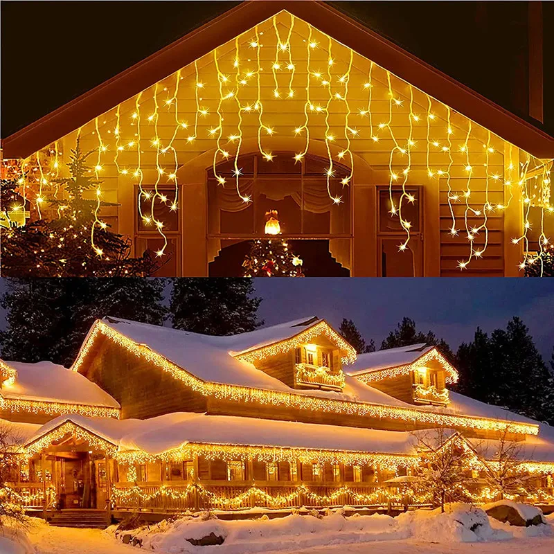 4M x 0.6M rideau LED guirlande de glaçons prise ue guirlande de noël lumière tombante mariage jardin rue éclairage décoratif extérieur: Bleu