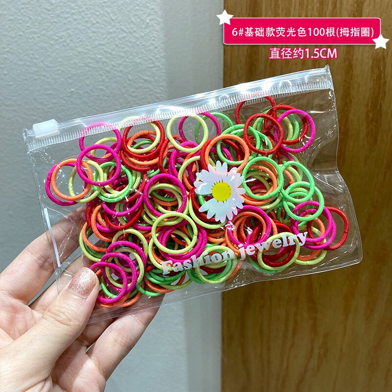 Bandes de cheveux pour bébés, 100 pièces, attaches colorées pour enfants, couvre-chef élastiques, accessoires pour filles: Yingguangse 100 PCS