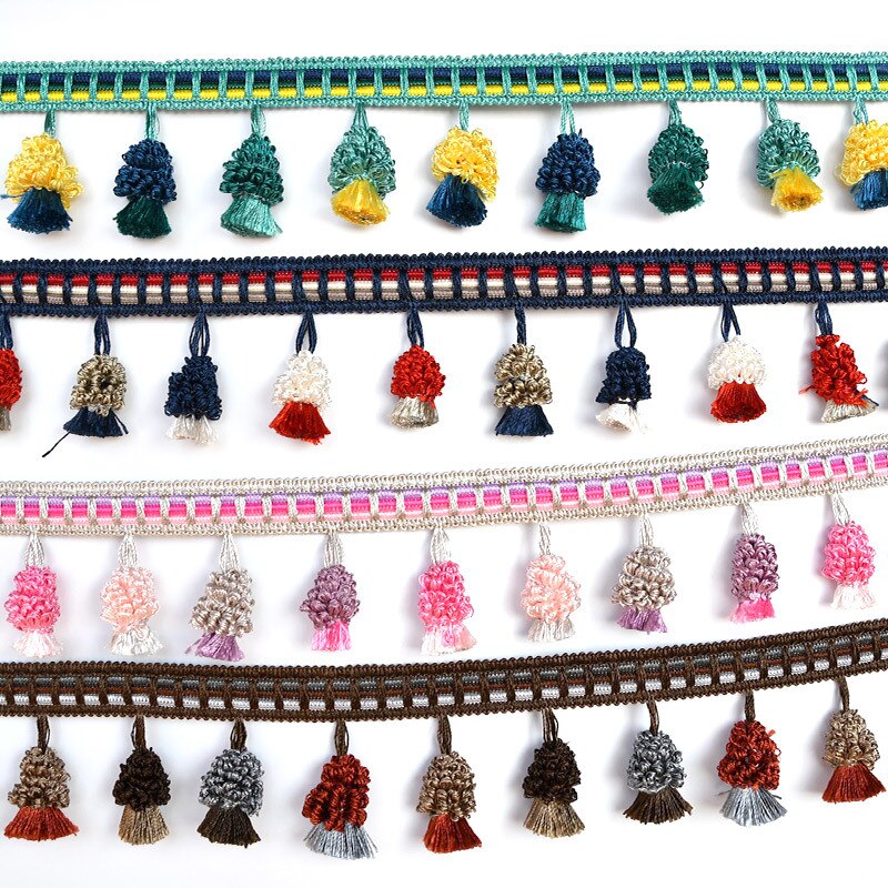 Borla de flecos de algodón de 1 metro y 7cm, cinta decorativa para borde de encaje, costura artesanal, cortina de ropa bordada, adornos de apliques