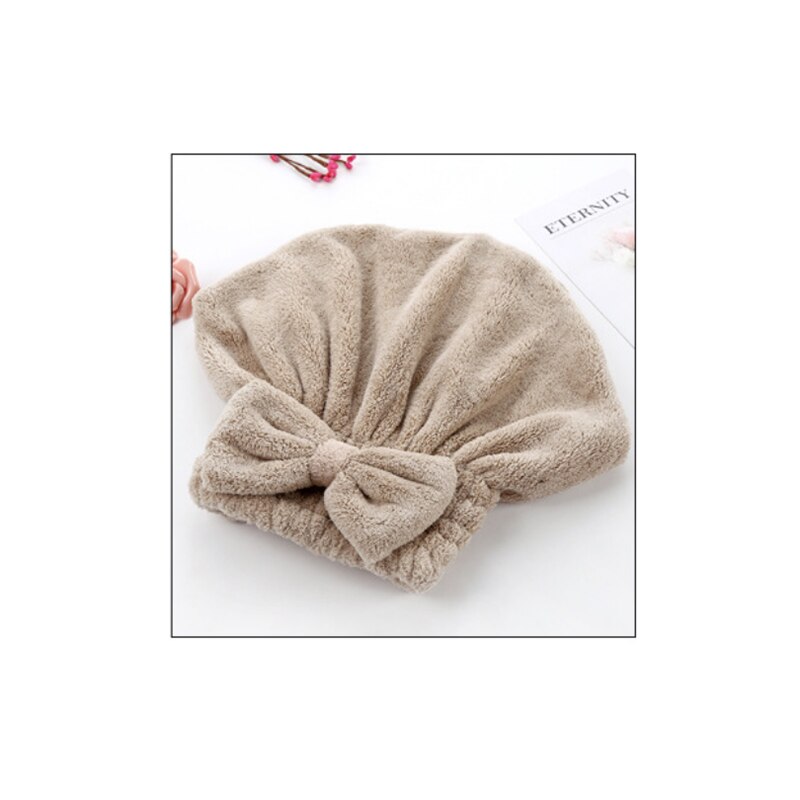 Coral Fluwelen Droog Haar Handdoek Super Absorberende Badmuts Snelle Haar Droog Haar Cap Verdikking Snel Droog Haar Hoofd Cap: Khaki