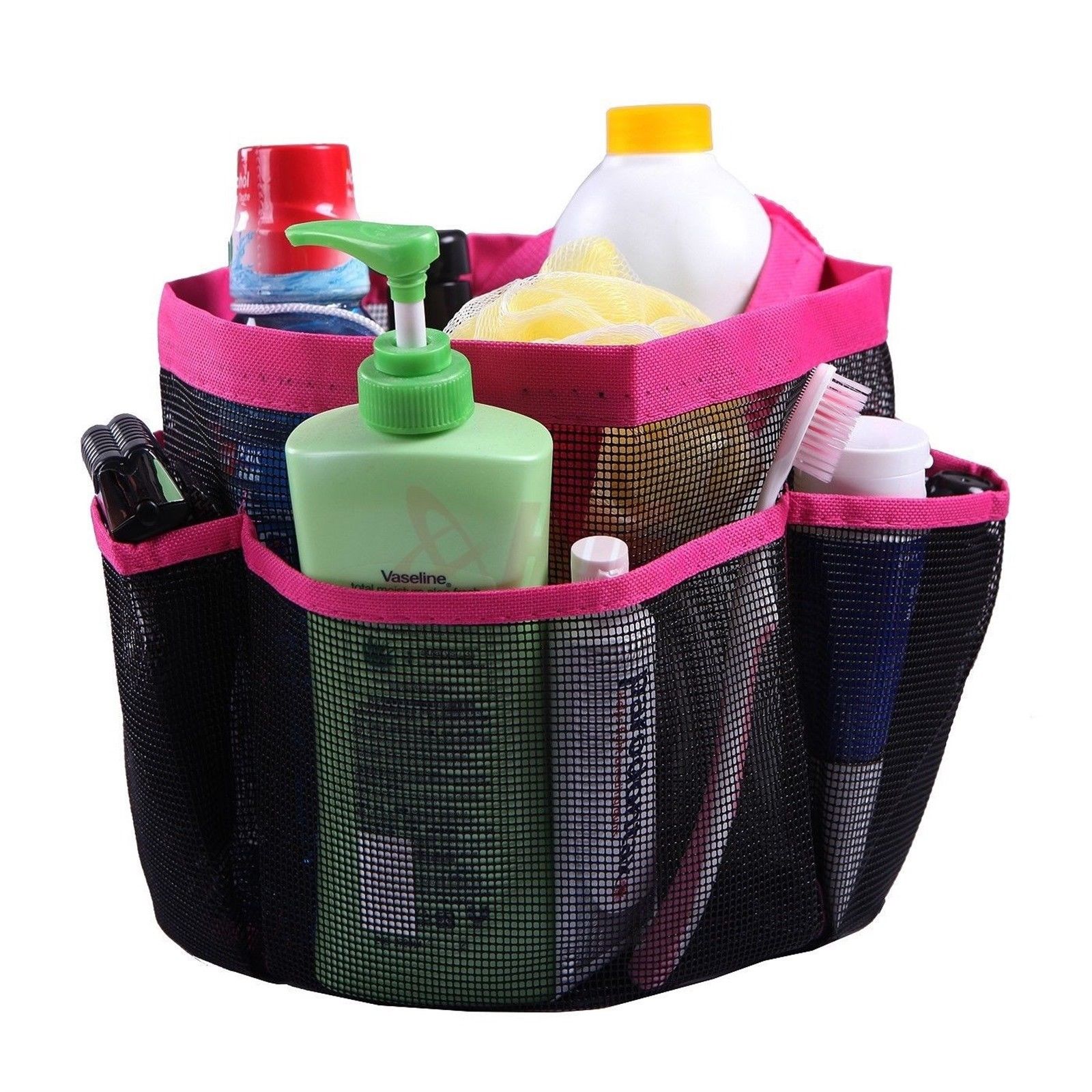 Brusere caddy mesh 8 lomme bærbare opbevaringstasker hurtigtørrende styrke oxford stof + pvctravel tote bære gym kollegieværelse container: Rose