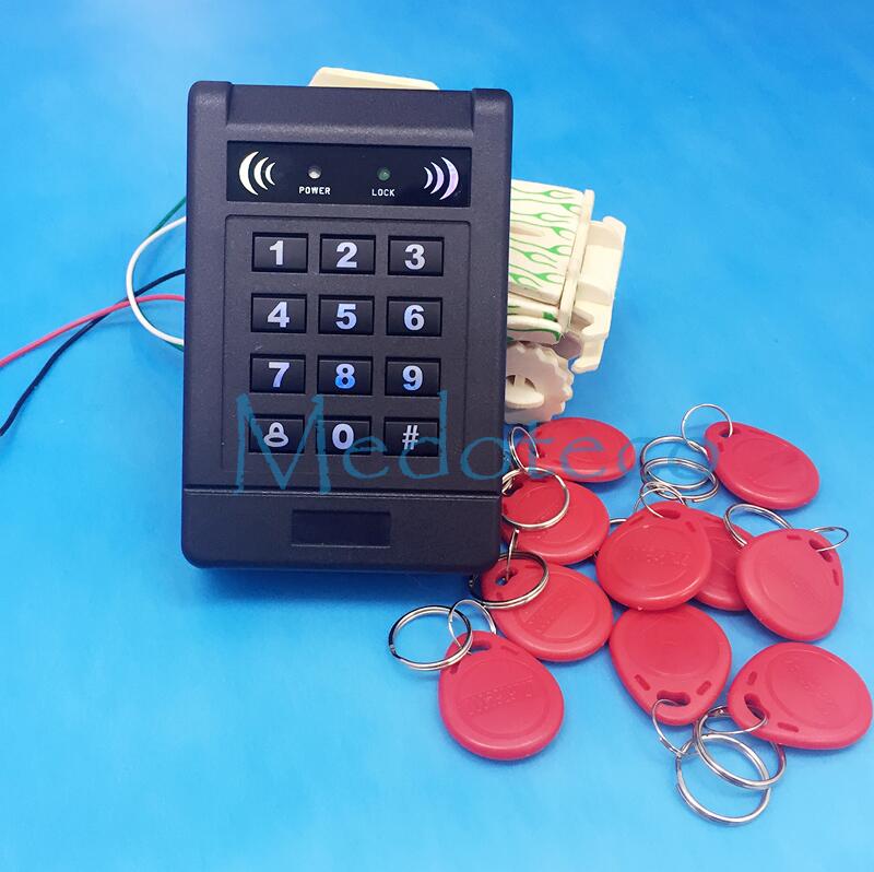 Contact-minder Inductieve RFID Proximity Card Toegangscontrole Systeem RFID/EM Lichtgevende Toetsenbord Proximity Deurslot wiegand input: Red Keycard