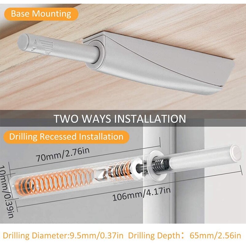 Push Latches for Cabinet 4 Pack Recessed Cabinet Push Open Latch Push Press Latch for Drawer Push Release Latch