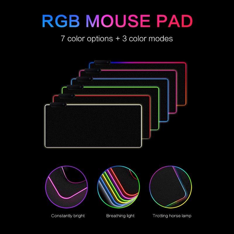 Rgb Led Muismat Grote Muismat Usb Verlichting Gaming Gamer Mousepad Toetsenbord Antislip Kleurrijke Lichtgevende Voor pc Muizen Mat