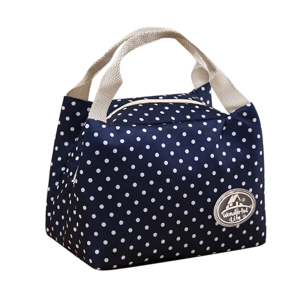 Portable isolé Oxford tissu sac à déjeuner thermique alimentaire pique-nique sacs à déjeuner pour femmes enfants hommes imprimer boîte à déjeuner sac fourre-tout # L5: Navy