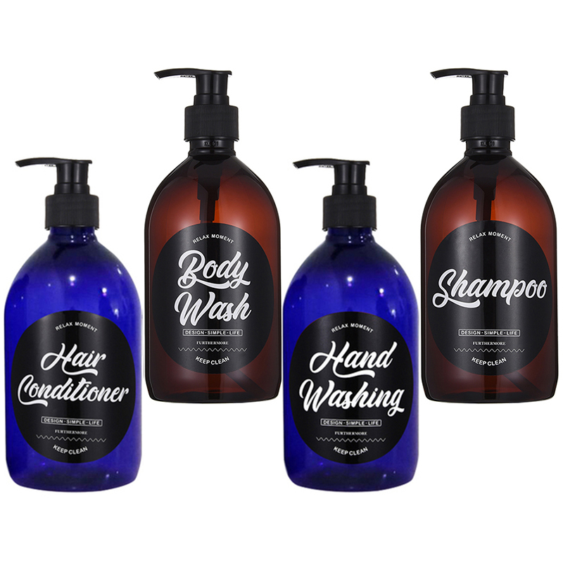 Navulbare Bruin Zeep Fles Badkamer Douche Gel Shampoo Lege Flessen Plastic Drukken Lotions Container 500Ml