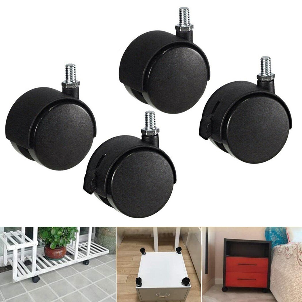 4pcs Universal Mute Caster Wheel M8 Replacement Office Chair Swivel Rollers 360 Degree Wheels Furniture Hardware