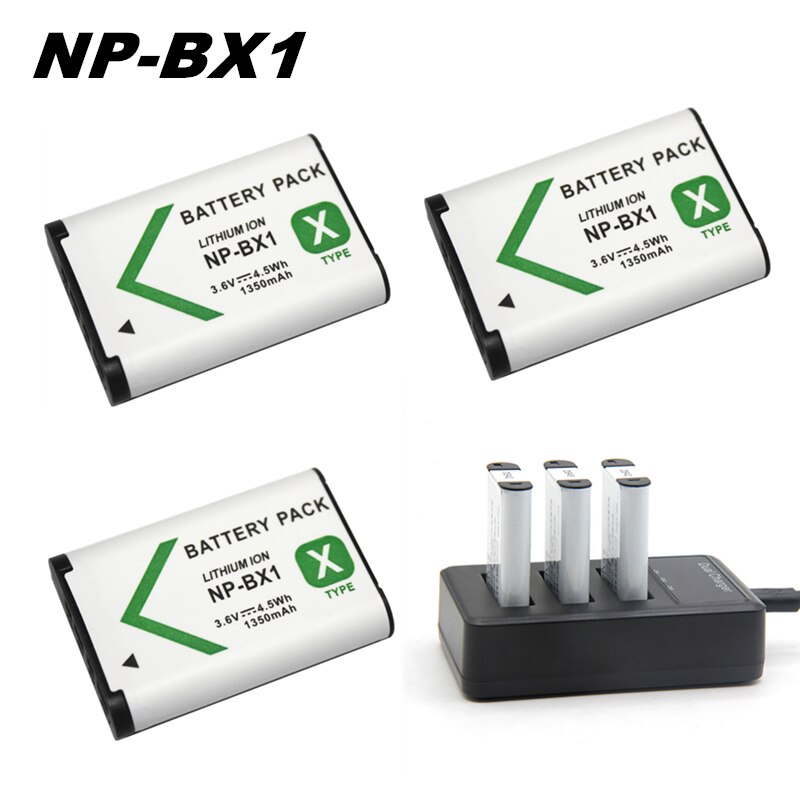 5Pcs 3.6V NP-BX1 Np Bx1 Batterij + 3 Slots Lader Voor Sony DSC-RX100 DSC-WX500 Iv HX300 WX300 HDR-AS15 x3000R MV1 AS30V HDR-A300