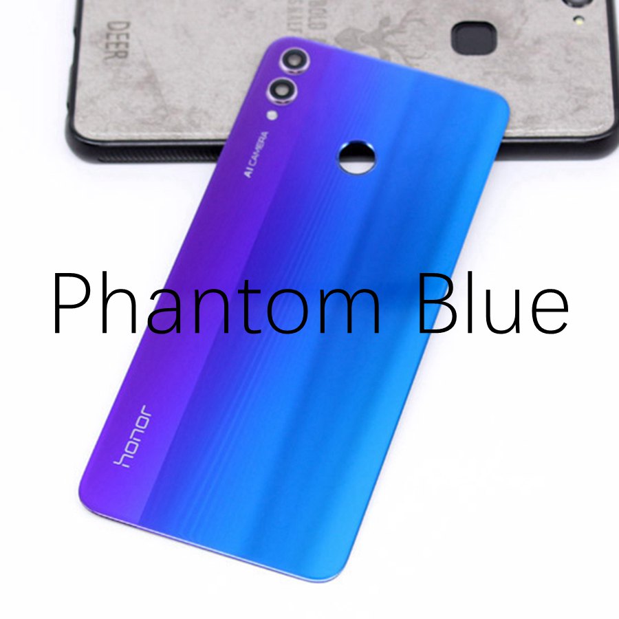 for Honor 8X Battery Cover Back Glass Rear Door Housing Case For Huawei Honor 8X Battery Cover JSN-L21 L22 L23 L42 LX1 AL00: PhantomBlue With Len