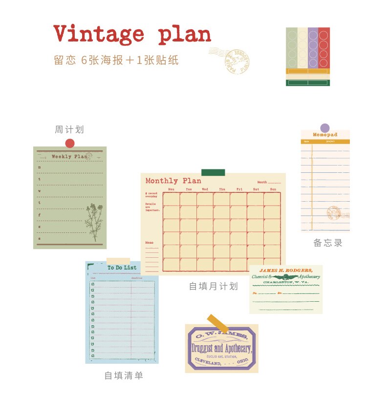 Wall Plan form stickers posters future series Plan List ins fresh and artistic handbook material wall decoration paper: 3