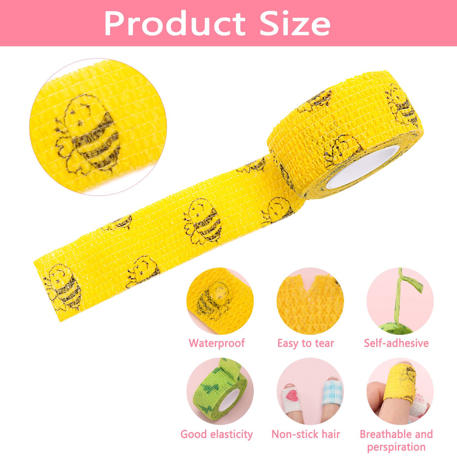 12 Rolls Self Adhesive Wrap Bandage Non-Woven Stretch Cohesive Tape Bandage Wrap for Person or Pet Cat Dog Sports Or Writing