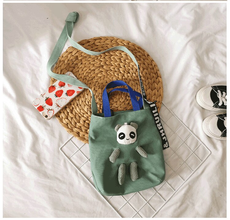 Straat Foto Leuke Panda Messenger Bag Meisje Kleine Verse Canvas Tas Vrouwelijke Student Zak Vrouwelijke Zak: green