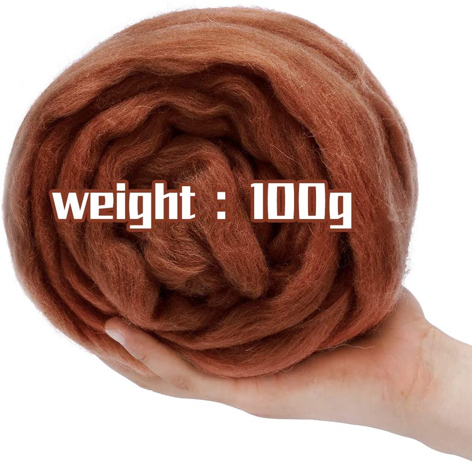 KAOBUY -Coffee 3.53oz Wool Roving Yarn, Wool, Spinning Wool Roving For Needle Felting Wet Felting DIY