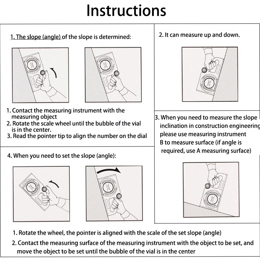 High Precision Slope Scale Inclinometer Universal Bevel Protractor Slope Angle Finder Protractor Tilt Level Meter Measuring Tool