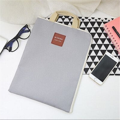 Canvas documententas aktetas laptoptas  a4 dossiertas draagbare ipad pakket rits multifunctionele tas: Lichtgrijs