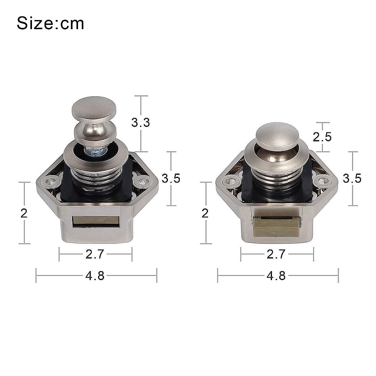 10pcs/set Car Push Lock Diameter 20mm RV Caravan Boat Motor Home Cabinet Drawer Latch Button Locks For Furniture Hardware