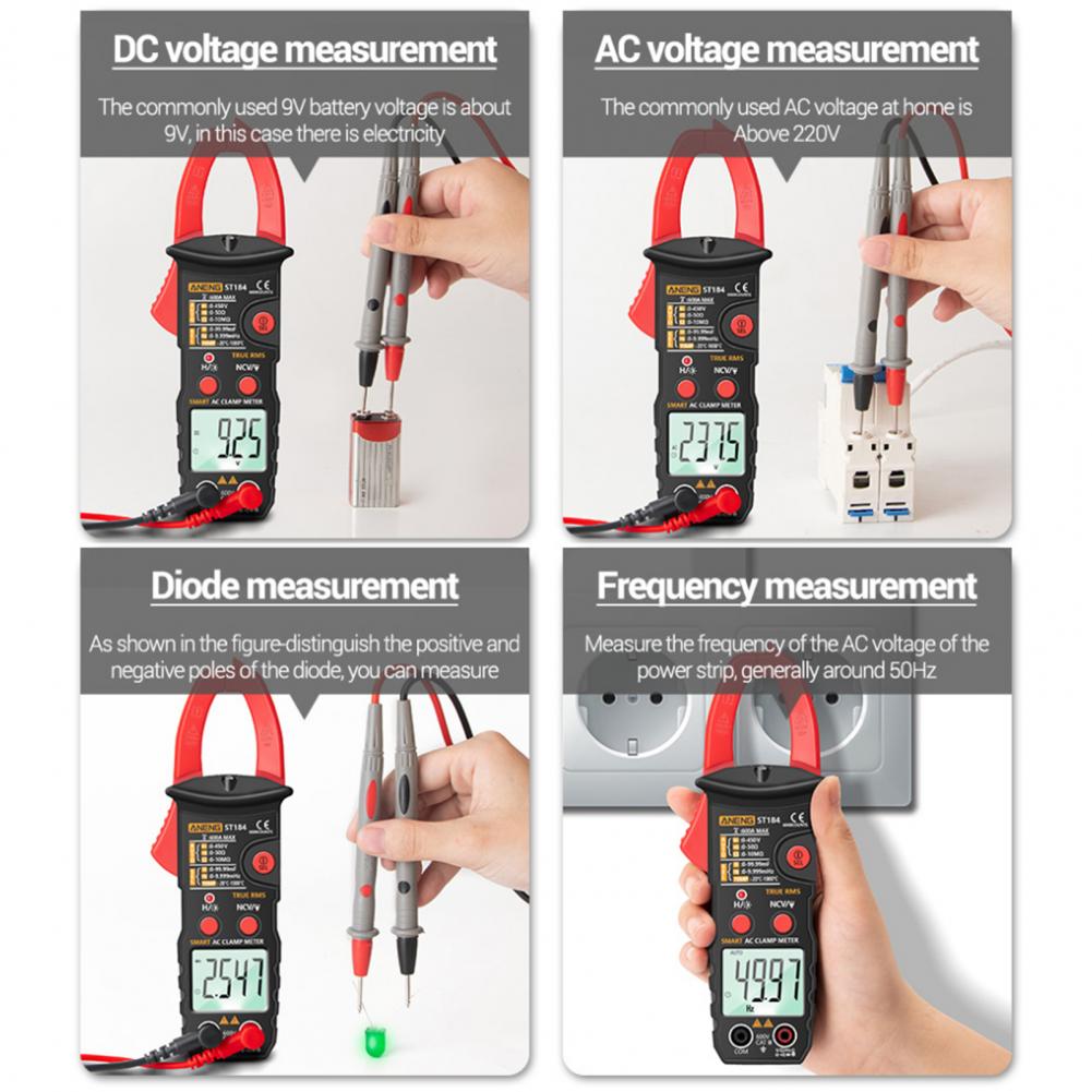 Electrician Clamp Multimeter Durable High Accuracy Electrician Clamp Meter Safe Capacitance Electrical Tester Meter