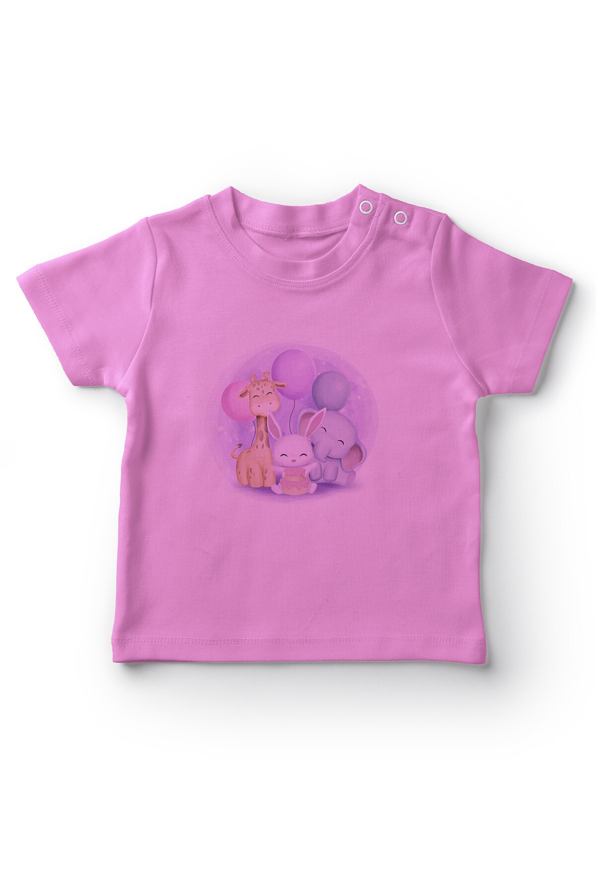 Angemiel babyballon met vrolijke dieren babymeisje t-shirt roze