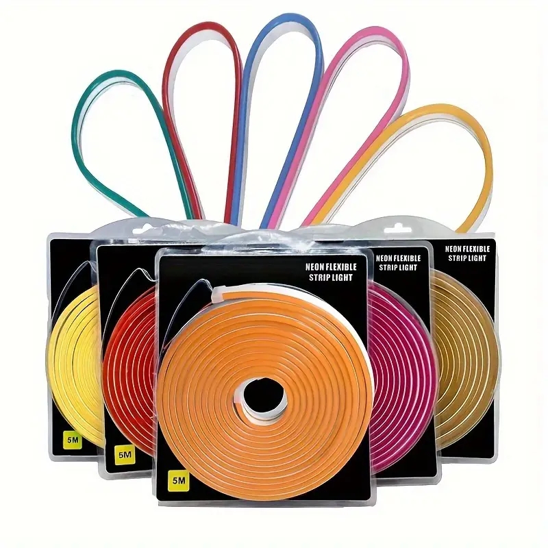 1 Roll 12V 196.85in/5M LED Flexible Silicone Neon Light, Outdoor LED Strip Lights Waterproof, 2835 12-bead Neon Light, 12V 6*12