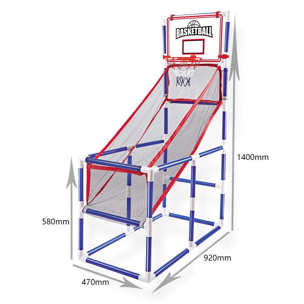 Juego de Arcade de baloncesto para niños, juego de deporte para interior/exterior, aro de baloncesto de un solo disparo con 2 pelotas de baloncesto inflador: Default Title