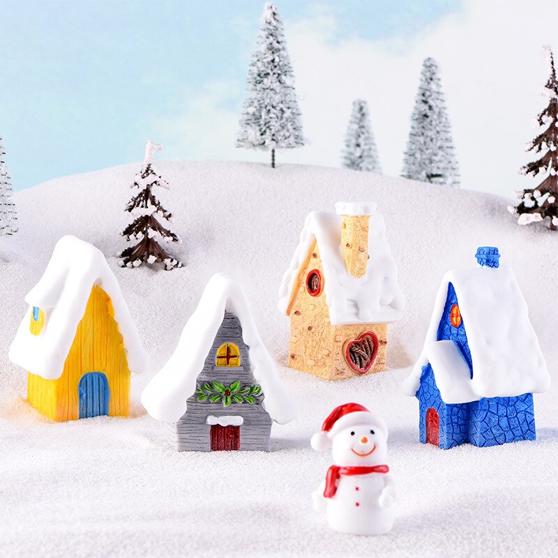 Kerst Sneeuw Huis Beeldjes Tuin Miniaturen Resin Craft Micro Landschap