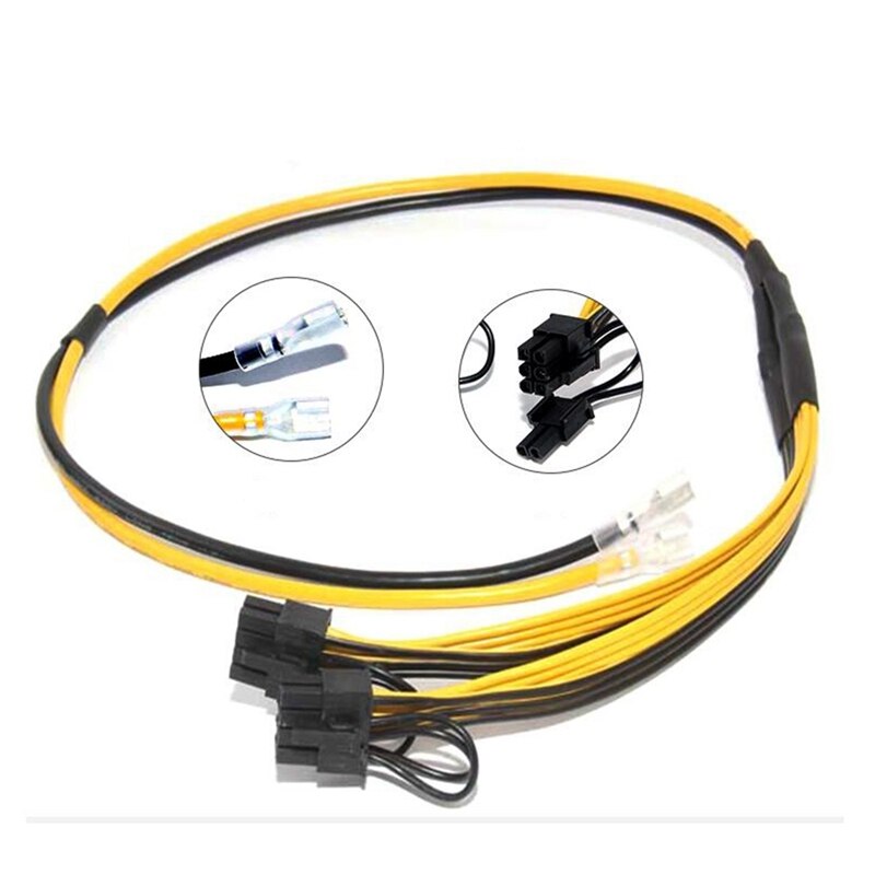 Cable de alimentación Dual PCI-E PCIe para minero de aparejo, 1 A 2X(6 + 2Pin), tarjeta gráfica de vídeo, Cable de alimentación 12AWG(50CM)+ 16AWG(20CM), 5 uds.