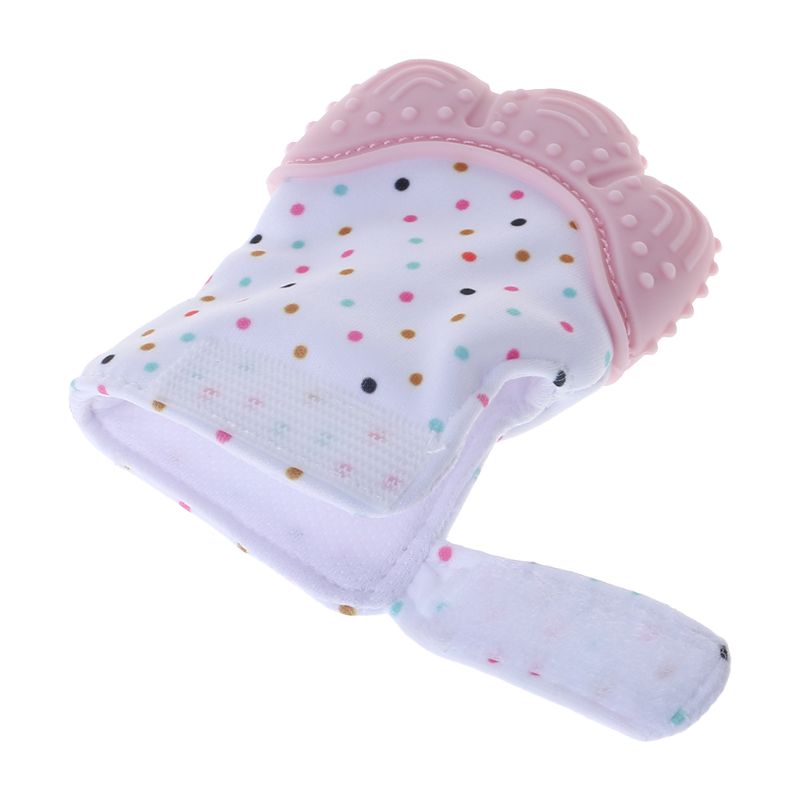 Gants de dentition pour bébé dents grinçantes Oral -né morsure mâcher jouets sonores Silicone réglable sans BPA mitaine fournitures d'allaitement