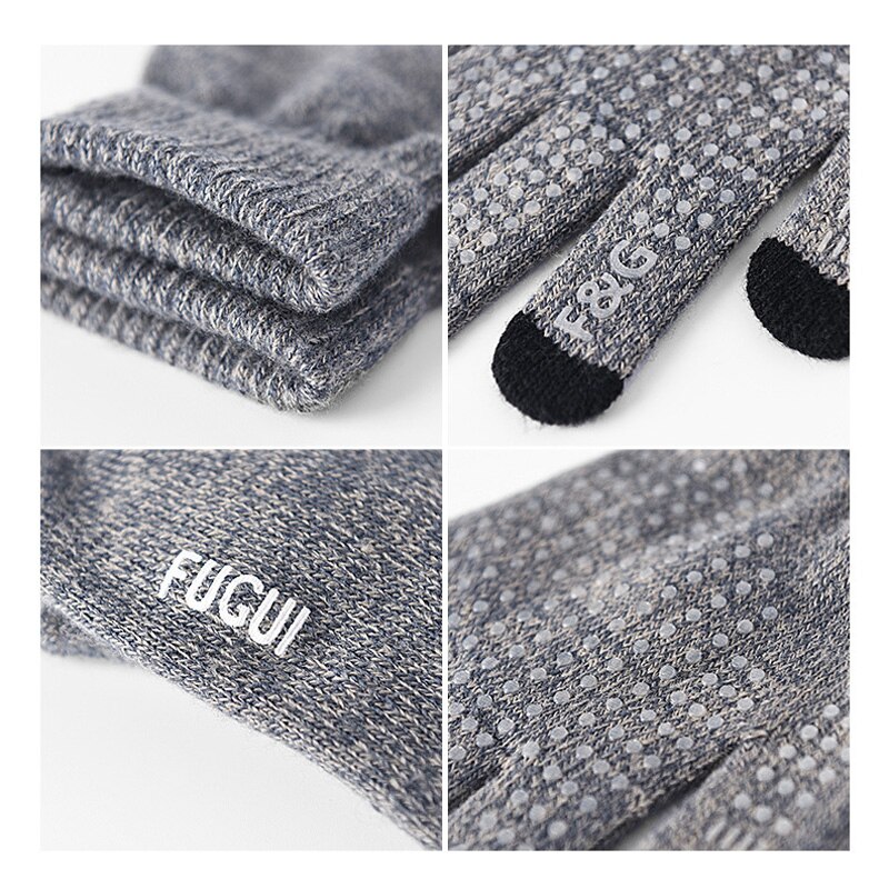 Vinter utomhus sport löparhandske varm pekskärm gym fitness full finger handskar för män kvinnor stickade magiska handskar