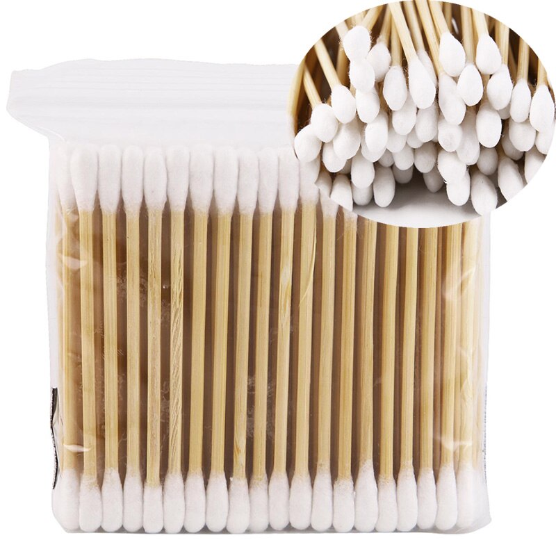 100 pièces/sac double tête jetable maquillage doux coton-tige bâton en bois oreille et nez outil de nettoyage coton-tige