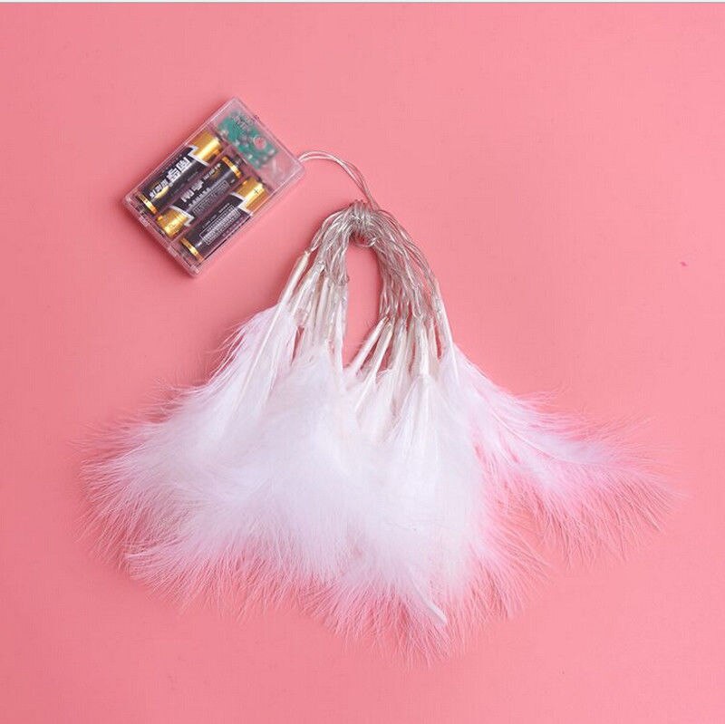 2.2M 20LED Batterij Operated String Feather Fairy Licht Warm Witte Kerst: White Feather