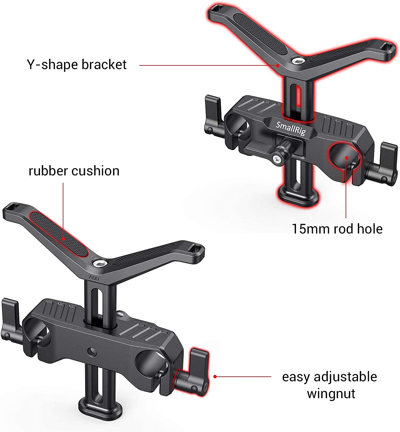 Smallrig 15mm lws universel linse støtte med 15mm stadiebeslaget til kameraets linse y-formet beslag med 53.5mm justering -2681