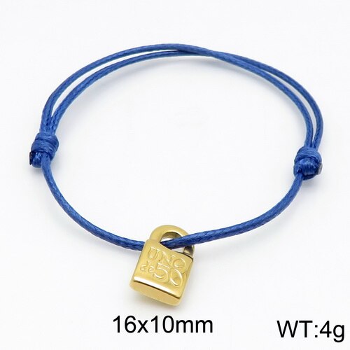 Women Men Silver Color Gold Stainless Steel key UNO de 50 Lock Black Red Brown Pink Rope Bracelet Jewelry: 11