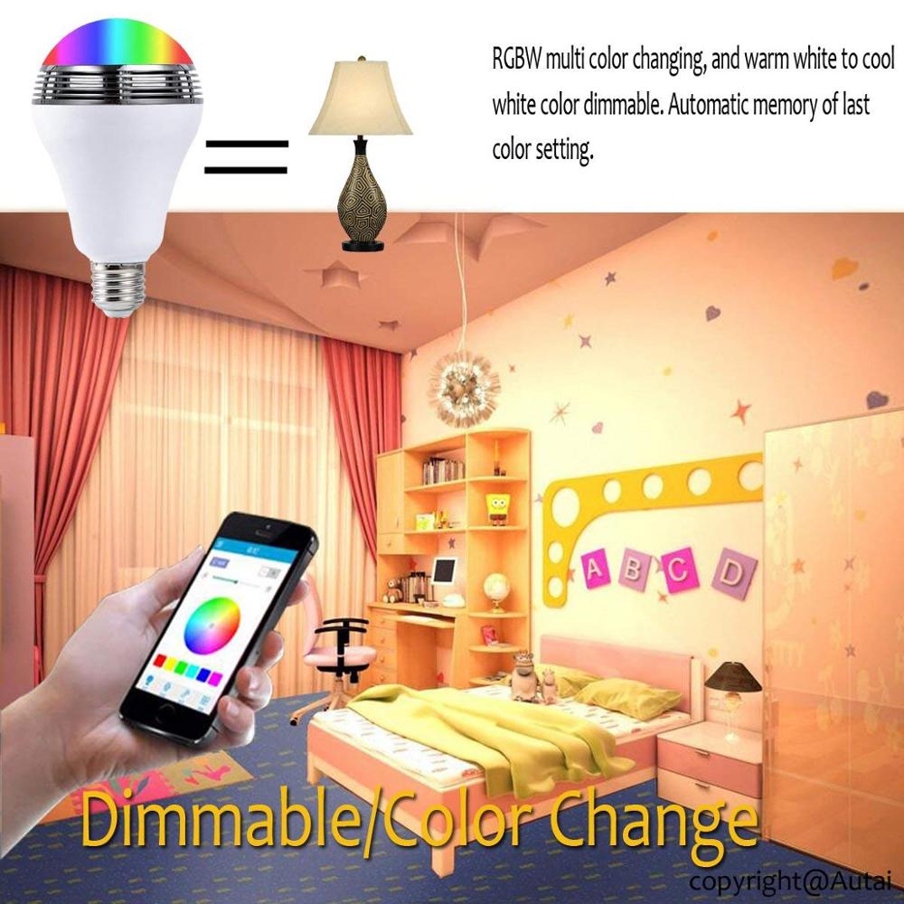 [DBF]Intelligent E27 10W RGB LED Music Bulb Smart Lighting Colorful Dimmable Speaker Light Bulb With APP Remote Control