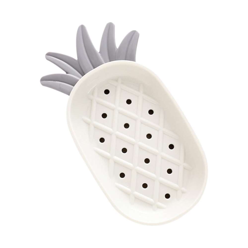 Nordic Soap Dish Pineapple Holder Case Rack Draining Bathroom Storage Box Supplies: Light Grey