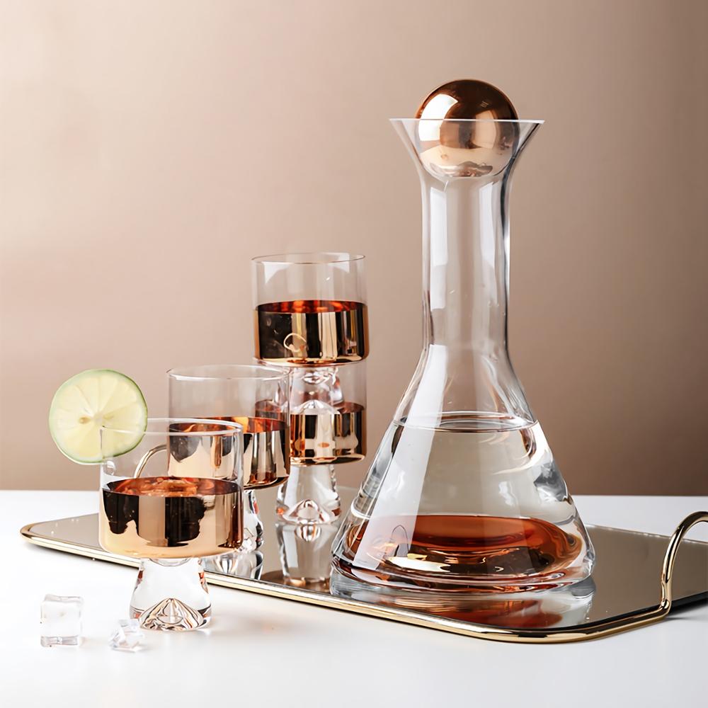 European-Style Crystal Glass Electroplating Rose Gold Water Jug American Decanter Wine Set