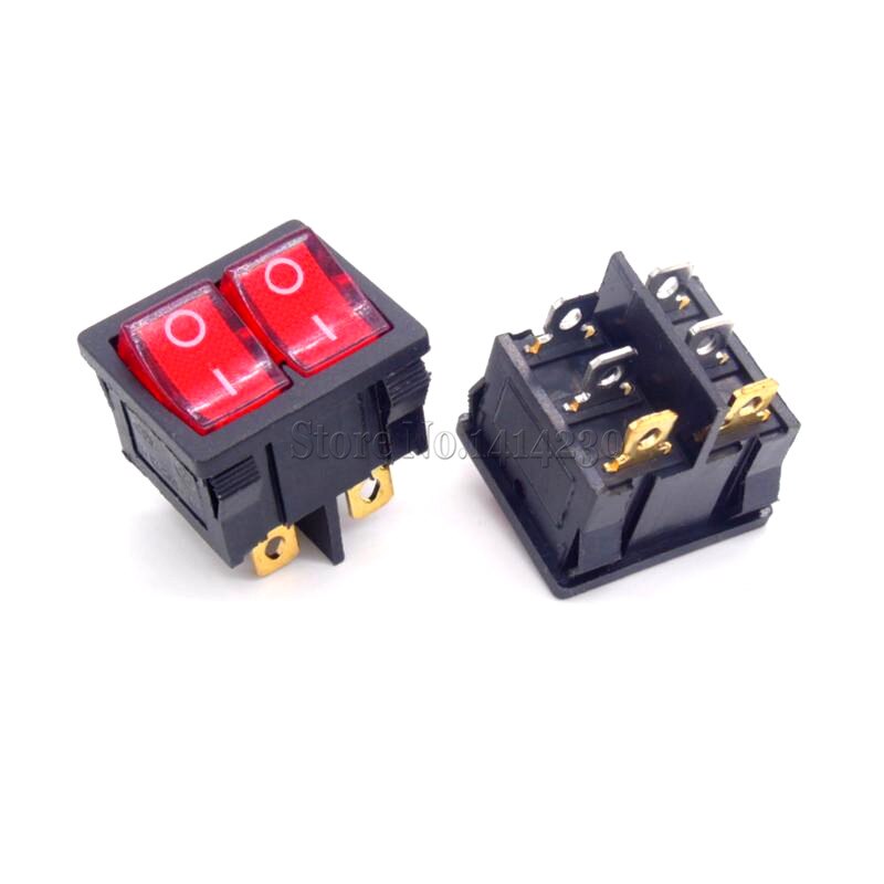 KCD5 21x24mm 21*24mm Rocker Switches Kit 4 Pin 6Pin 2 Position 3 Position 6A/12A 250VAC ON-OFF ON-OFF-ON: 6Pin Two-Way Light