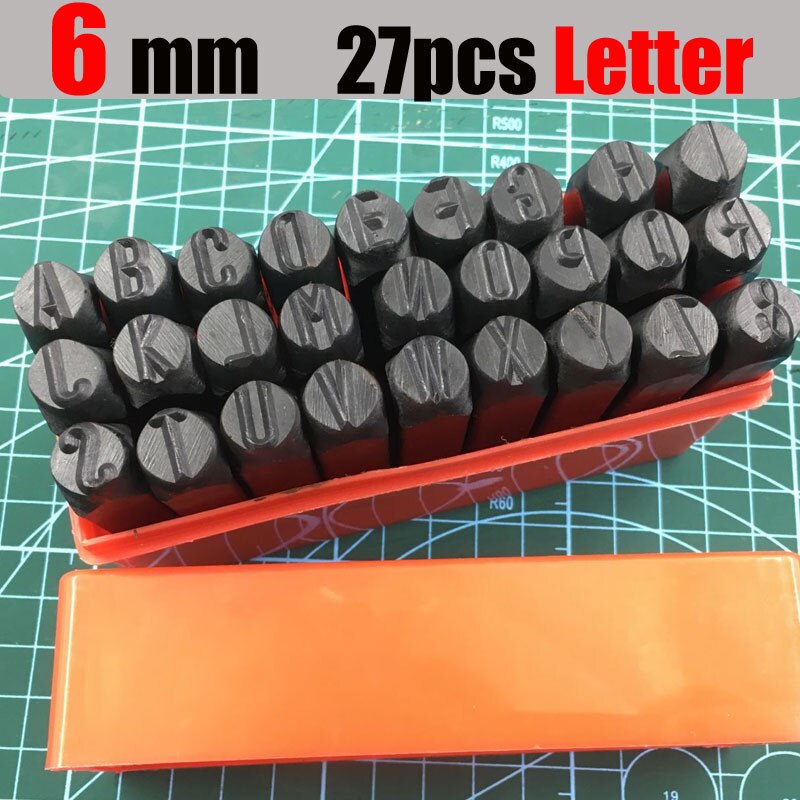 Outil d'estampage en métal en acier noir numéro arabe outil de poinçon de presse lettres anglaises estampes sculptées LOGO en cuir joints en métal fournitures: 6mm Letter