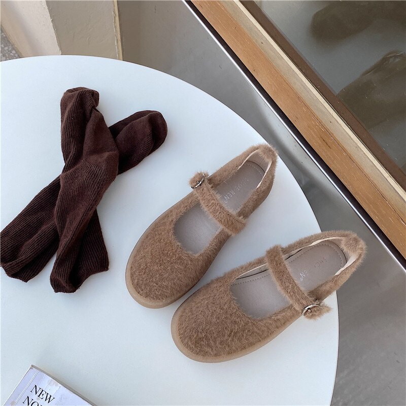 Schoenen Vrouw Vrouwelijke Schoeisel Loafers Bont Ondiepe Mond Klompen Platform Ronde Neus Luxe Vrouwen
