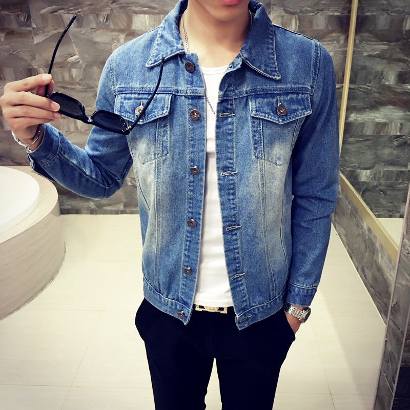 Men Bomber Jacket Solid Casual Slim Mens Denim Jackets Cowboy Men's Jean top coat