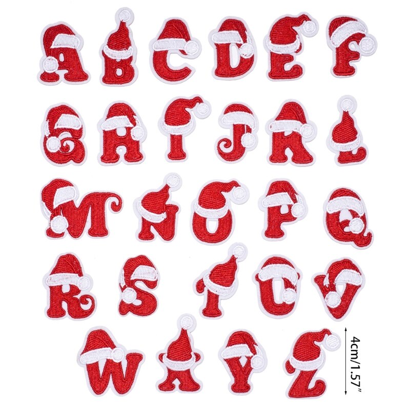 26 PCS Iron on Letters Patches Applique Sew on Patches Christmas Letter A-Z Patch Alphabet Embroidered Patches DIY