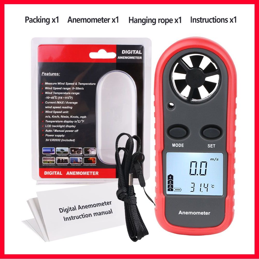 WINTACT Wind Gauge Meter Draagbare Anemometer Anemometro Thermometer LCD Digitale Hand-held Meten tool WT816-WINTACT: WT816-N