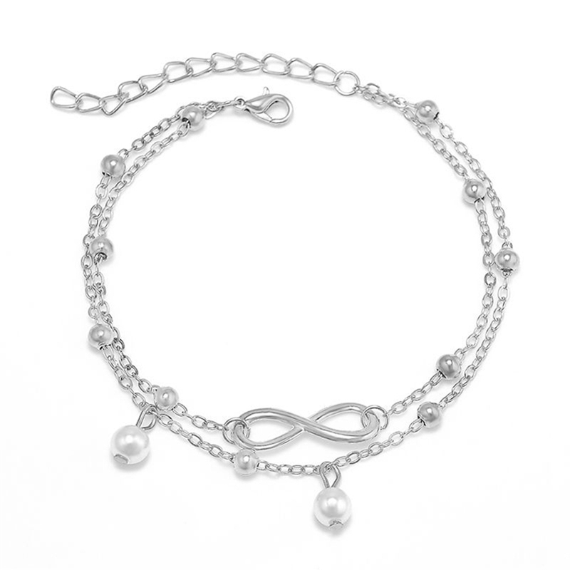 1PC Women Anklet Double Chain Bracelet Ankle Anklet Barefoot Sandal Beach Foot Jewelry: Default Title