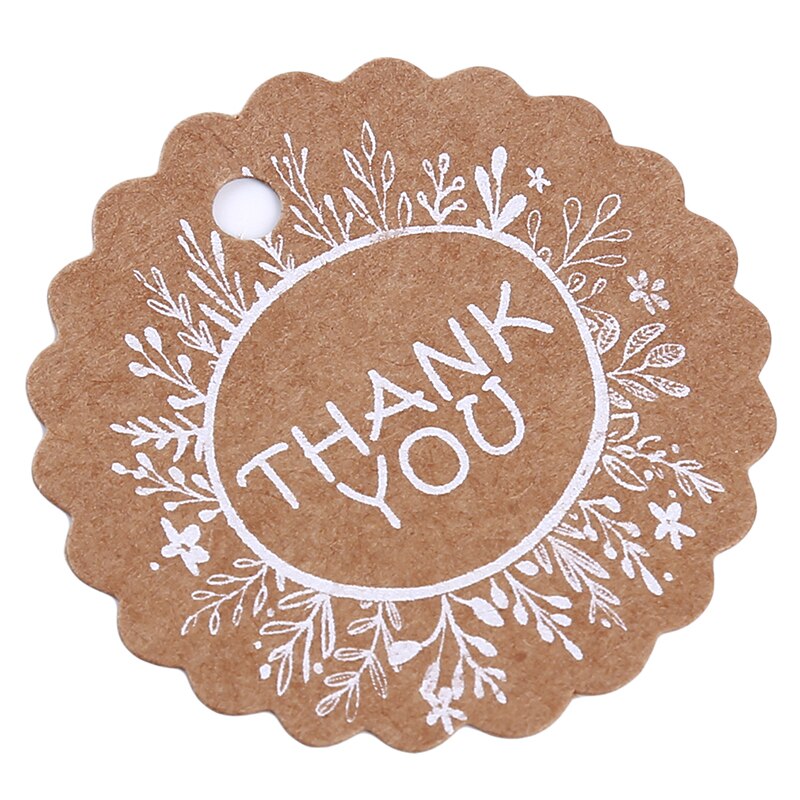 Etiquetas de papel Kraft para manualidades, etiquetas de hechas a mano, dijes de joyería, de boda redondos/etiquetas decorativas para galletas, 50 Uds.