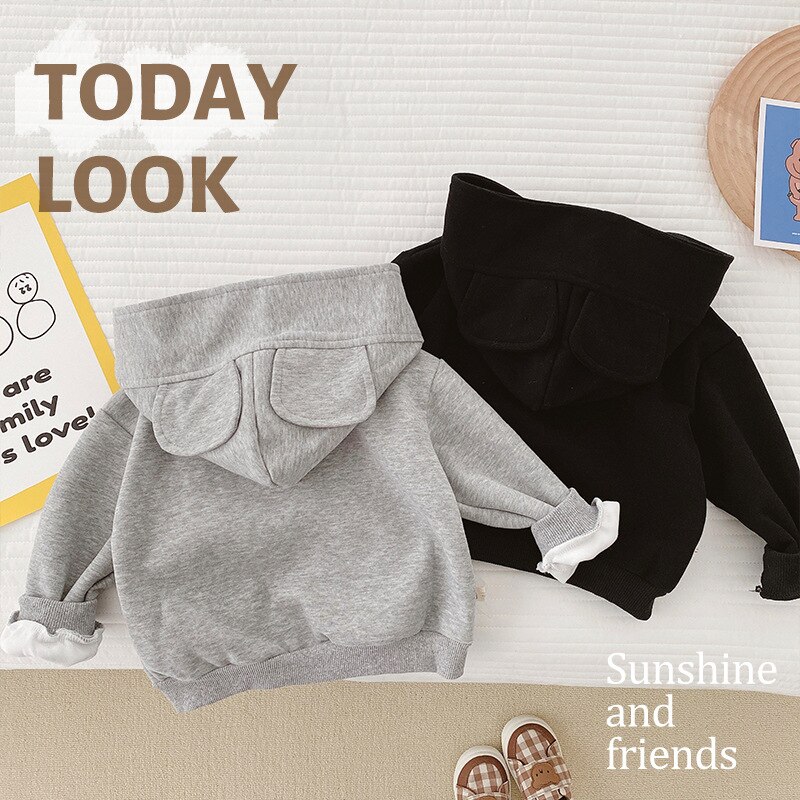Arrivals 2022 Kinderen Baby Boy Kleding Lente Cartoon Casual Hoodie Jasje Grijs Pasgeboren Kinderen Bovenkleding Kostuum